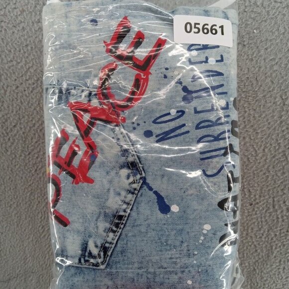 Argonaut Nation Jeans Mens 42x32 Blue Light Wash‎ Painted Graffiti Baggy Y2K - Picture 14 of 14